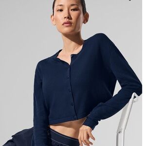 Alo navy set - Cropped Cardigan & bootcut legging